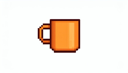 8-bit retro style teacup isolated on white background pixel art vintage gaming inspired decorative kitchenware design illustration
