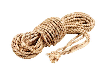 Coiled nautical rope isolated on black background