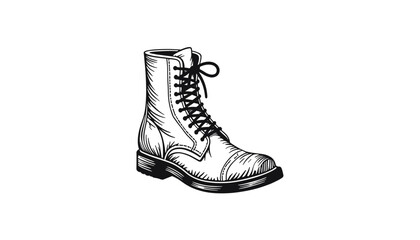 Sketch of a black leather boot in outline style  