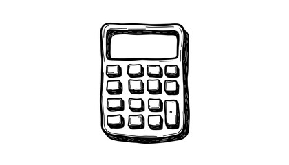 Simple sketch of a calculator in black and white  
