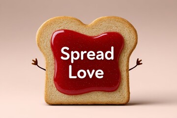 Playful slice of bread with jam spreading love message
