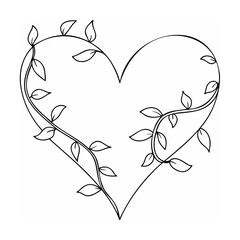 Heart Floral Vine Sketch, Romantic Love Symbol Decorative Design © Aroti