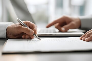 A person is writing on a paper at a desk.