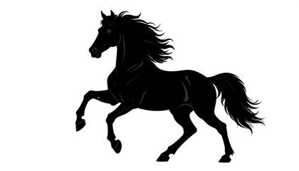 Silhouetted galloping horse