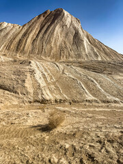 Eroded Rocky Landform in Arid Gobi Desert Landscape