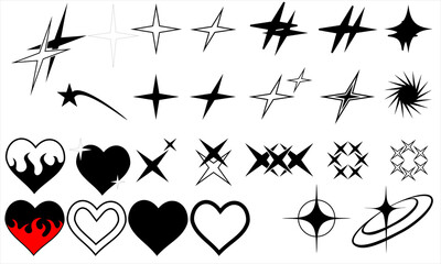 Geometric Shapes Array: A collection of diverse geometric shapes artfully arranged, including stars, hearts, and stylized symbols. 