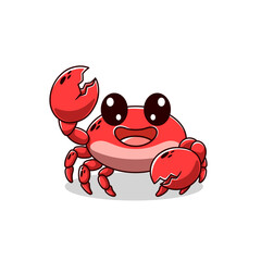 cute crab waving claw hand cartoon
