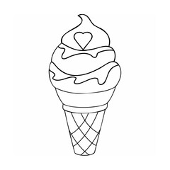 Swirl ice cream cone with heart topping vector