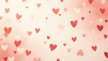 Whimsical Red and Pink Heart Pattern on a Soft Gradient Background, Ideal for Love and Romance Themes