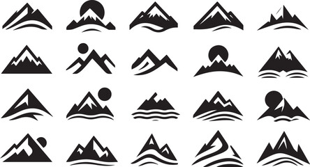Mountain Peaks Vector Collection – Wilderness and Alpine Clipart Silhouettes

