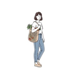 woman carrying a recyclable bag