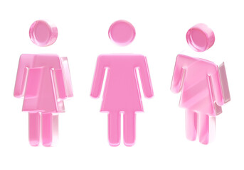 Translucent Glass Female pictogram Symbol 3D graphic