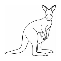 Kangaroo and joey in pouch marsupial mother