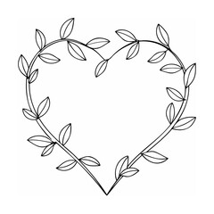 Heart shaped floral vine border leaves