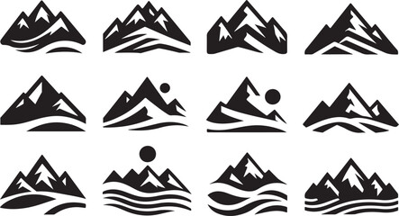 Mountain Peaks Vector Collection – Wilderness and Alpine Clipart Silhouettes

