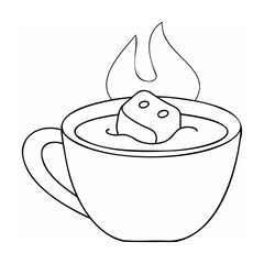 Steaming hot beverage with marshmallow hot drink