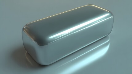 Polished rectangular block with reflective surface.