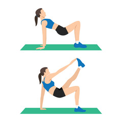 Crab Toe Touches Exercise. Flat vector illustration isolated on white background