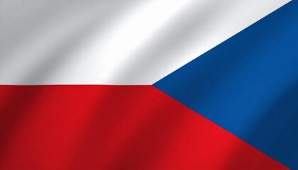 Obraz premium Czech Republic flag presented in classic horizontal layout—white over red bicolor divided by bold blue triangle at hoist; clean geometry evokes Slavic heritage, national unity, and modern identity thr