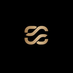Elegant golden infinity loop symbol design graphic element on black background
