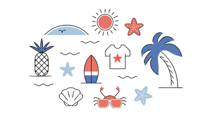 Obraz premium vector set of beach icons