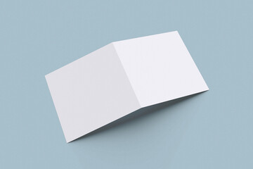 Square Bifold For Mockup With Blue Background 
