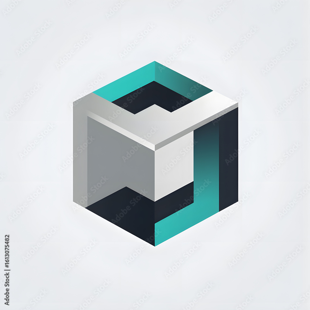 Poster abstract geometric cube structure shape 3d render graphic design