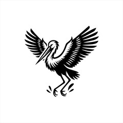 Obraz premium Stork bird flying isolated on white