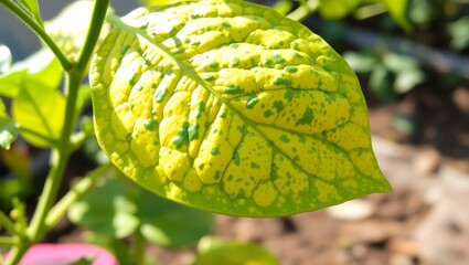 Chili plant leaf disease close-up