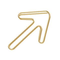 Golden arrow shape formed by wire on Transparent background