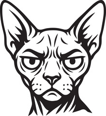 vector illustration of a grumpy sphynx cat