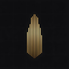 Abstract golden lines modern building design on black background