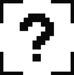 Fototapeta premium Pixelated question mark graphic, framed in a box.