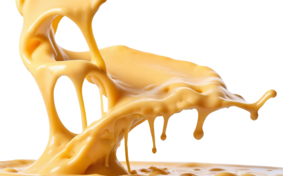 stretchy cheese sauce splash on transparent background