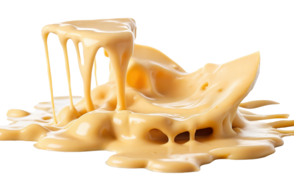 stretchy cheese sauce splash on transparent background