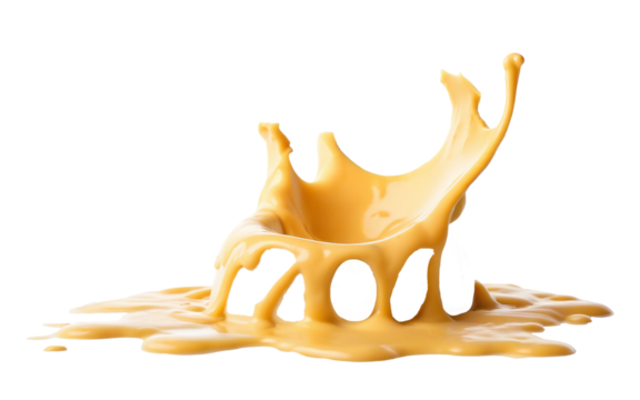 stretchy cheese sauce splash on transparent background