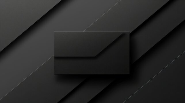Sleek Black Envelope on Dark Geometric Abstract Background with Shadows and Depth for Modern Minimalist Design Bidimensional Layout Concept