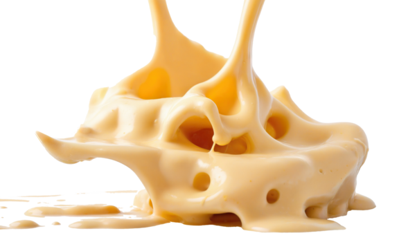 stretchy cheese sauce splash on transparent background