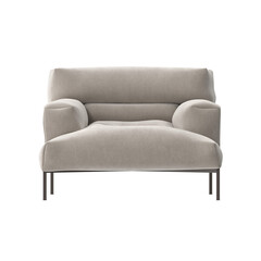 Modern Beige Fabric Armchair Isolated Front View 3D Render