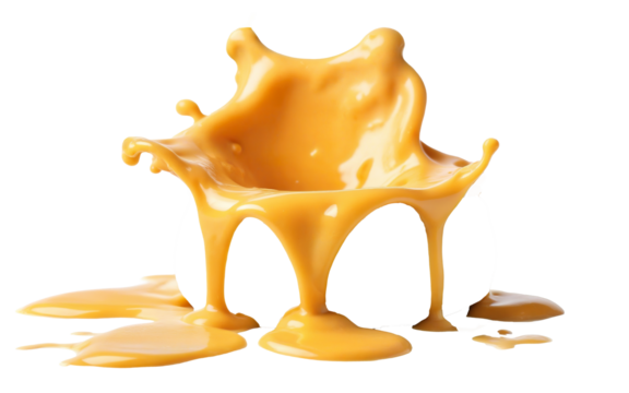 stretchy cheese sauce splash on transparent background