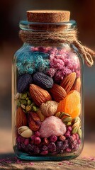 Mason Jar of Dried Fruit and Seeds. High quality
