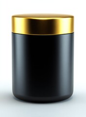 Black jar with a golden lid