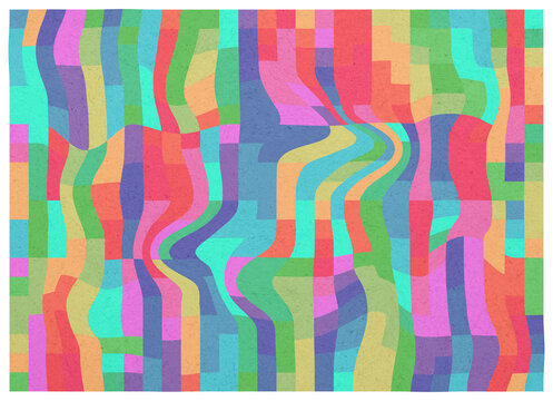 Colorful abstract pixel pattern illustration with distorted mosaic blocks