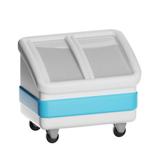 White and blue ice cream freezer displaying frozen treats on transparent background