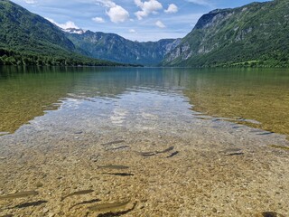Bohinj See, Bohinjsko jezero , mit Blick auf die Julischen Alpen