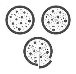 pizza with cheese and ham icon