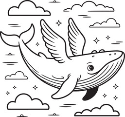 Obraz premium whale with wind silhouette art design royalty free image premium quality