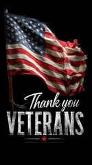 Flag waving proudly with gratitude for veterans during a tribute celebration