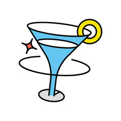 Martini Glass color line icon with white background vector stock illustration