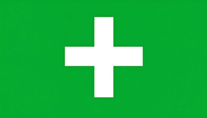Fototapeta premium Simple white plus sign on solid green background